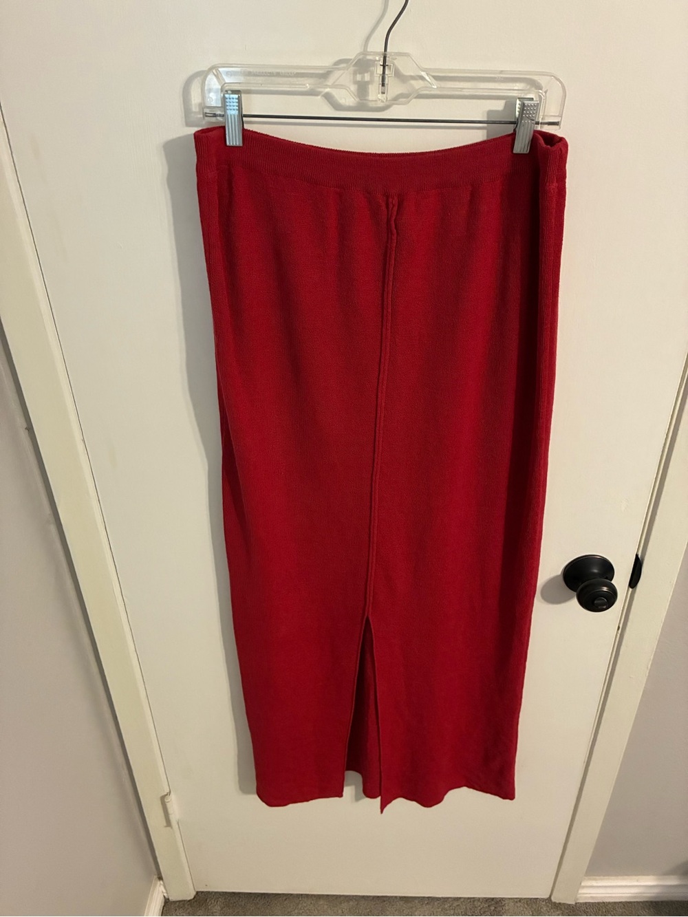 Double D Ranch Red Knit Midi Skirt with Front Slit